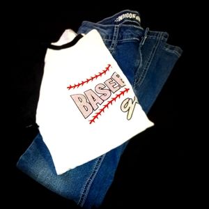 Size 8 kid bundle baseball girl t-shirt jeans